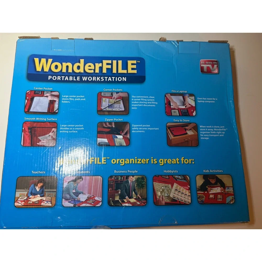 WonderFILE Portable Workstation Red As Seen On TV Folding Travel Organizer